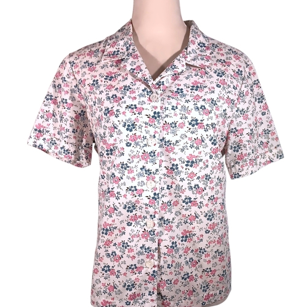 Vintage Floral Button Front Blouse